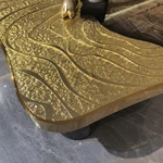 Artistic Coffee Table Set with Textured Gold Inlay and Statement Black Marble Finish